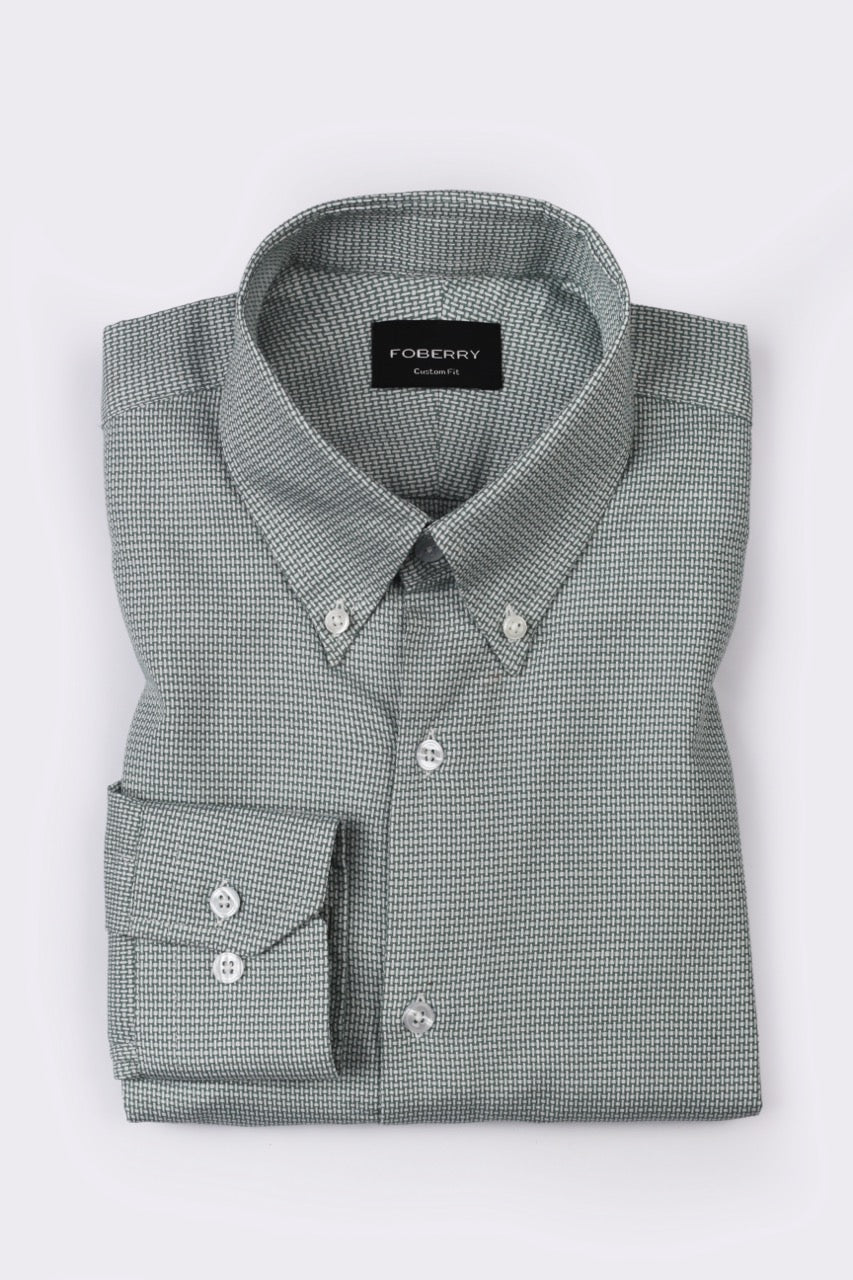 Fresh Green Weave Structured Shirt - Foberry Pakistan