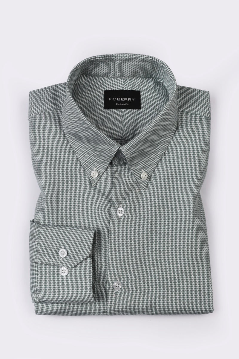 Fresh Green Weave Structured Shirt - Foberry Pakistan