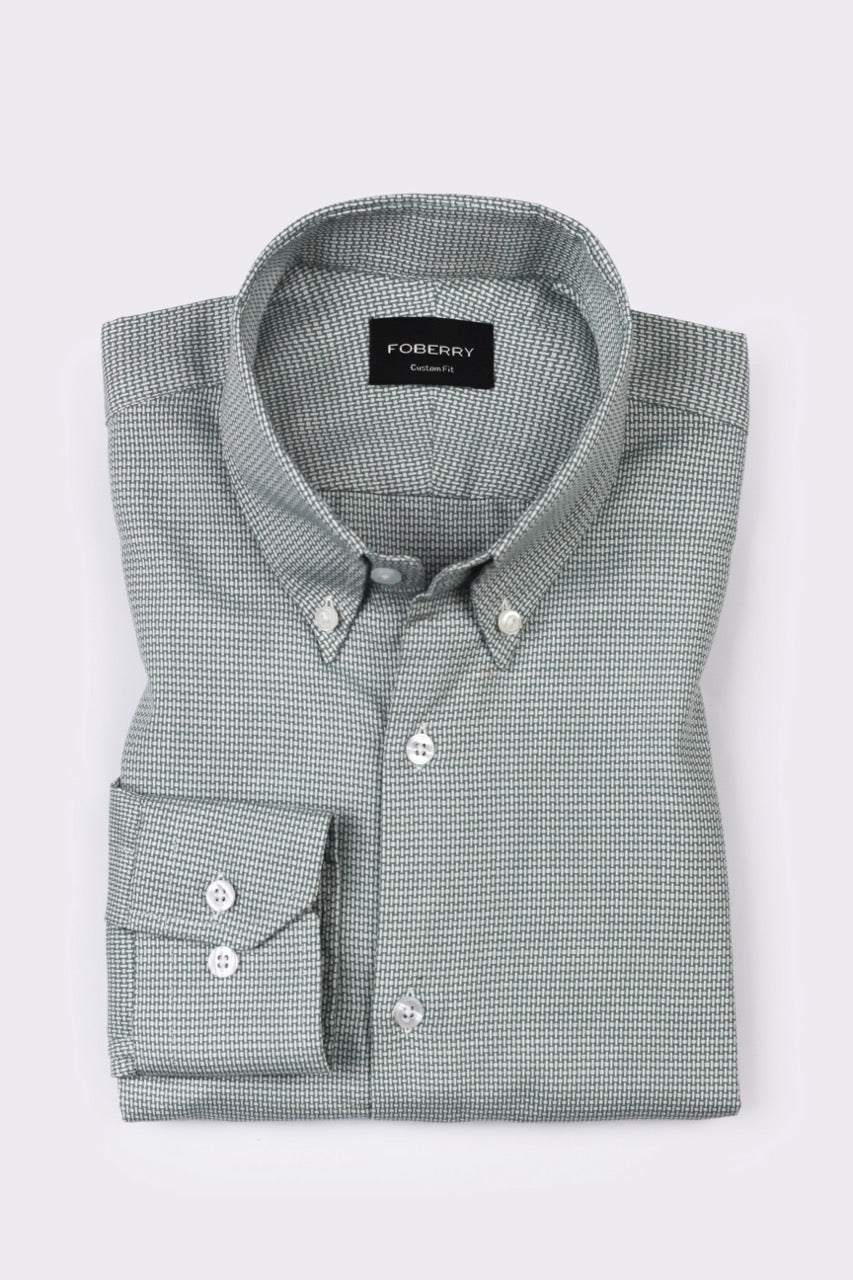Fresh Green Weave Structured Shirt - Foberry Pakistan