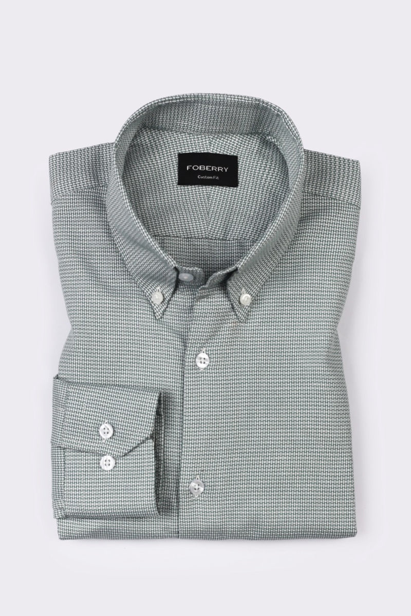 Fresh Green Weave Structured Shirt - Foberry Pakistan