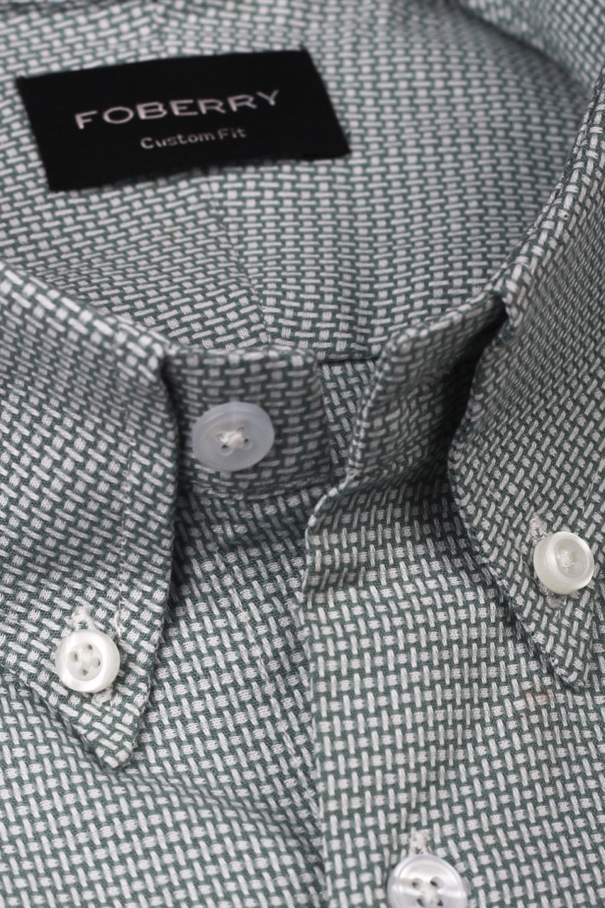 Fresh Green Weave Structured Shirt - Foberry Pakistan