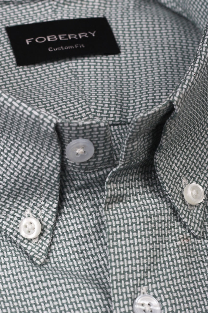 Fresh Green Weave Structured Shirt - Foberry Pakistan