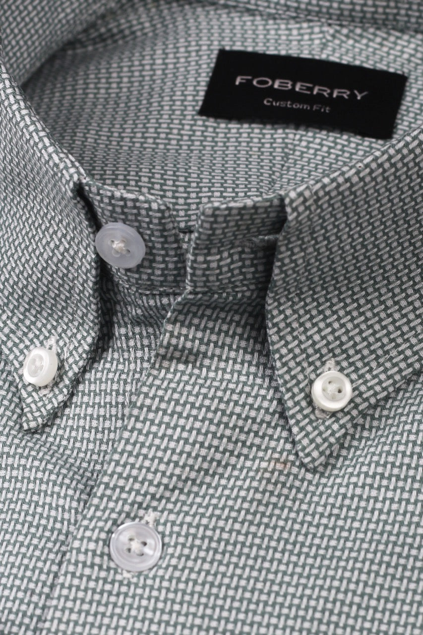 Fresh Green Weave Structured Shirt - Foberry Pakistan