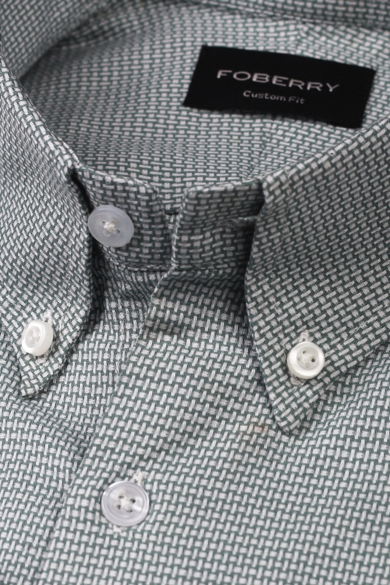 Fresh Green Weave Structured Shirt - Foberry Pakistan