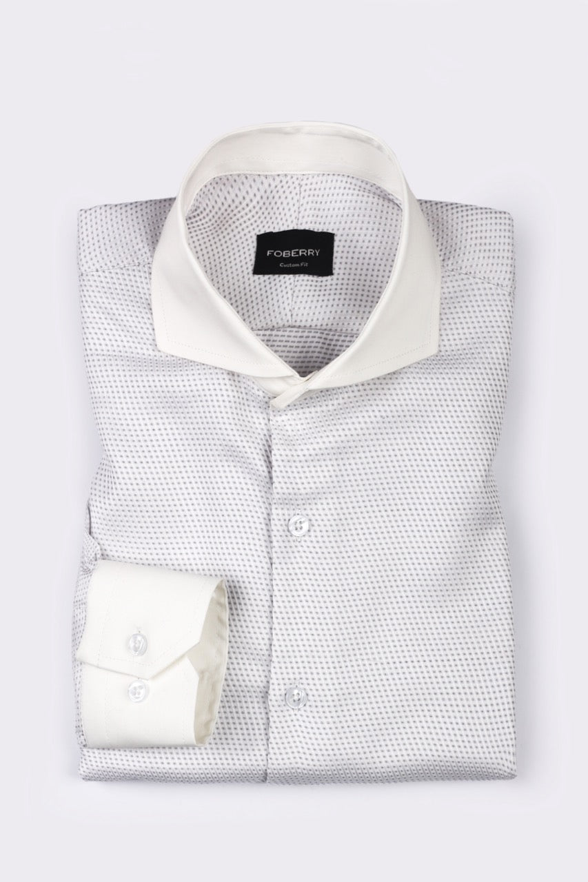 Grey White Structured Shirt - Foberry Pakistan