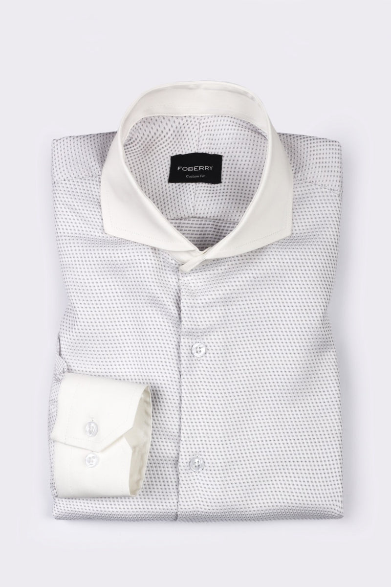 Grey White Structured Shirt - Foberry Pakistan