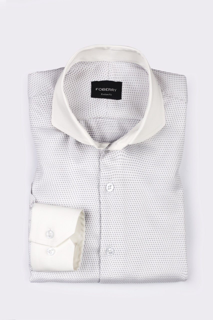 Grey White Structured Shirt - Foberry Pakistan
