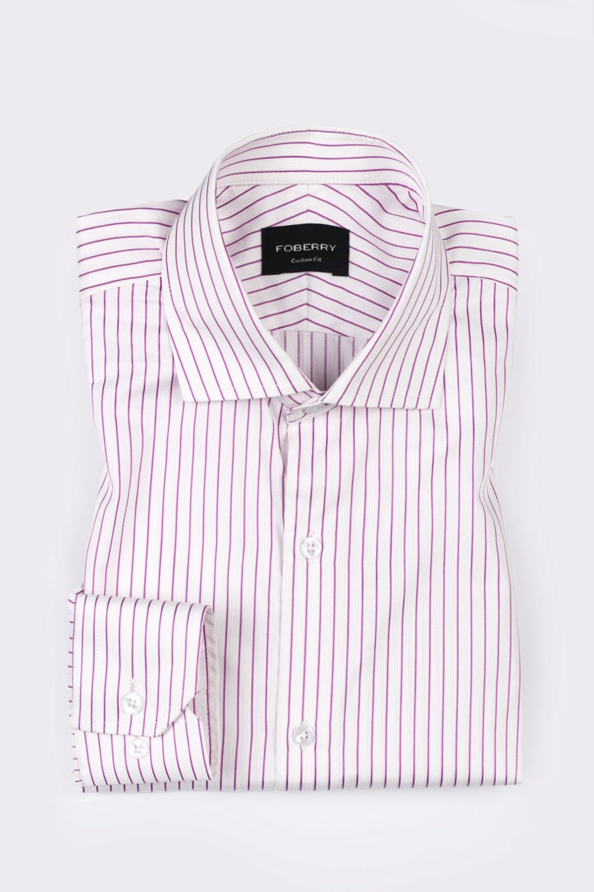 Magenta Pin Stripes Shirt - Foberry Pakistan