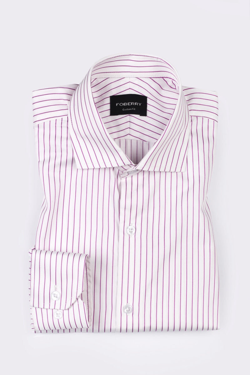 Magenta Pin Stripes Shirt - Foberry Pakistan