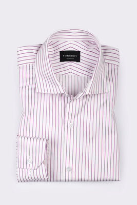 Magenta Pin Stripes Shirt - Foberry Pakistan