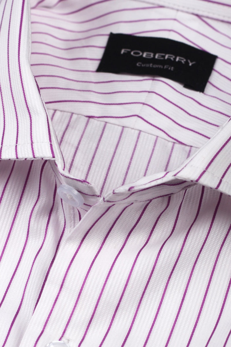 Magenta Pin Stripes Shirt - Foberry Pakistan