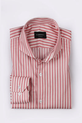 Pale Red Awning Striped Shirt - Foberry Pakistan