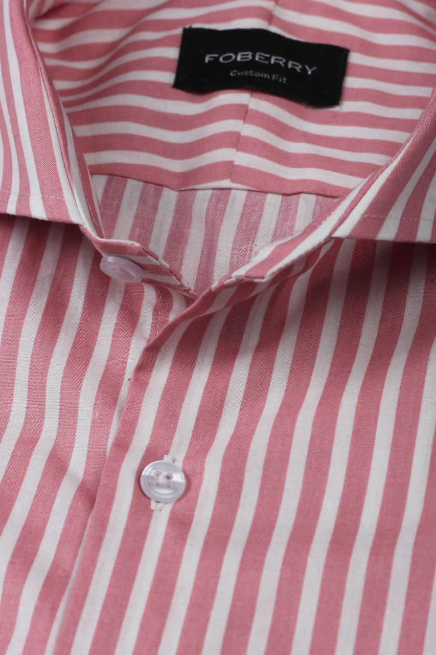 Pale Red Awning Striped Shirt - Foberry Pakistan