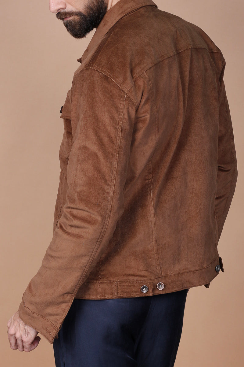Mocha Brown Corduroy Jacket - Foberry Pakistan