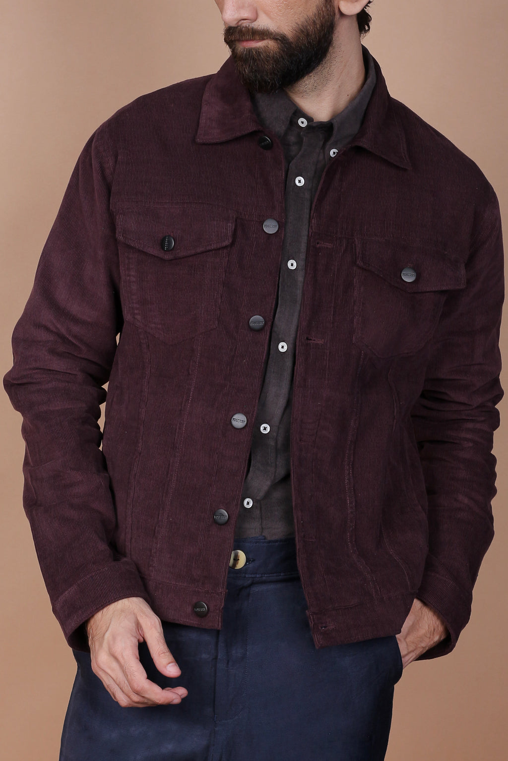 Dark Plum Corduroy Jacket - Foberry Pakistan