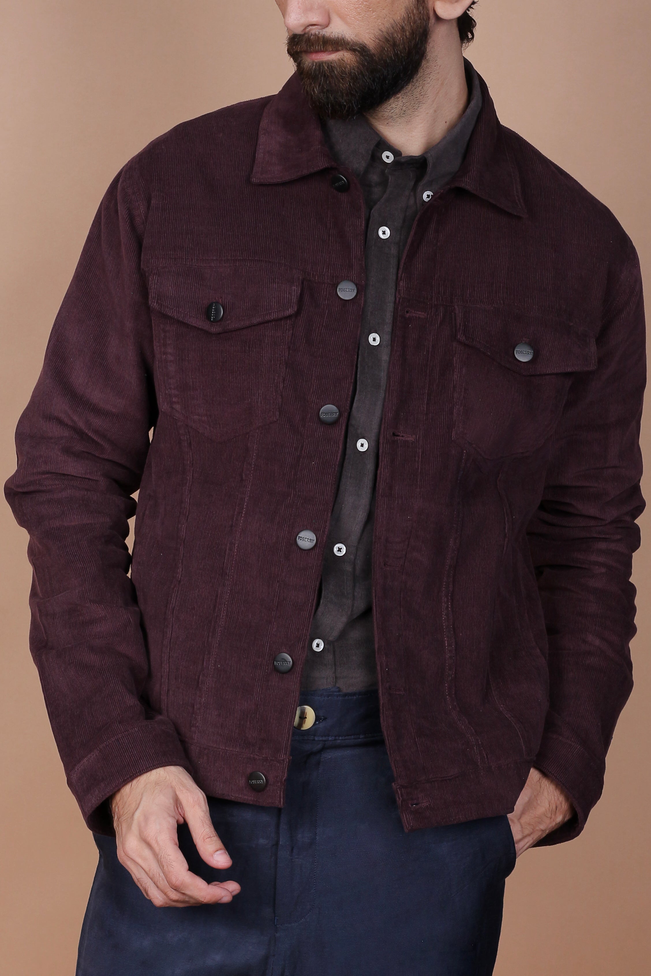 Dark Plum Corduroy Jacket - Foberry Pakistan