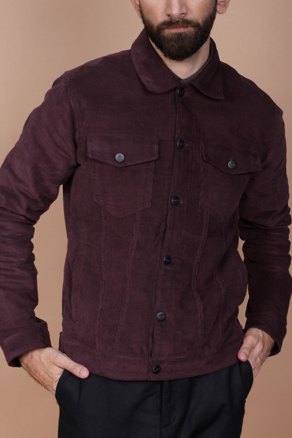 Dark Plum Corduroy Jacket - Foberry Pakistan