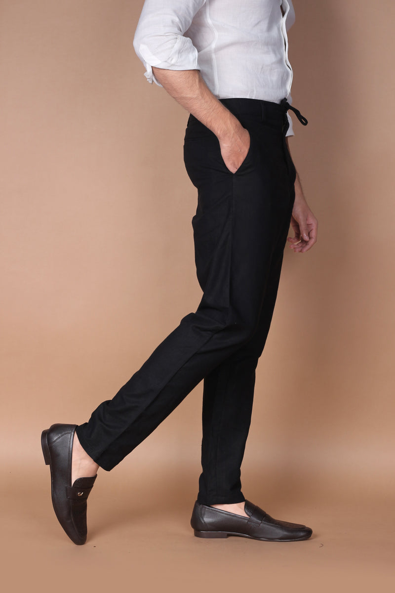Jet Black Linen Trouser - Foberry Pakistan