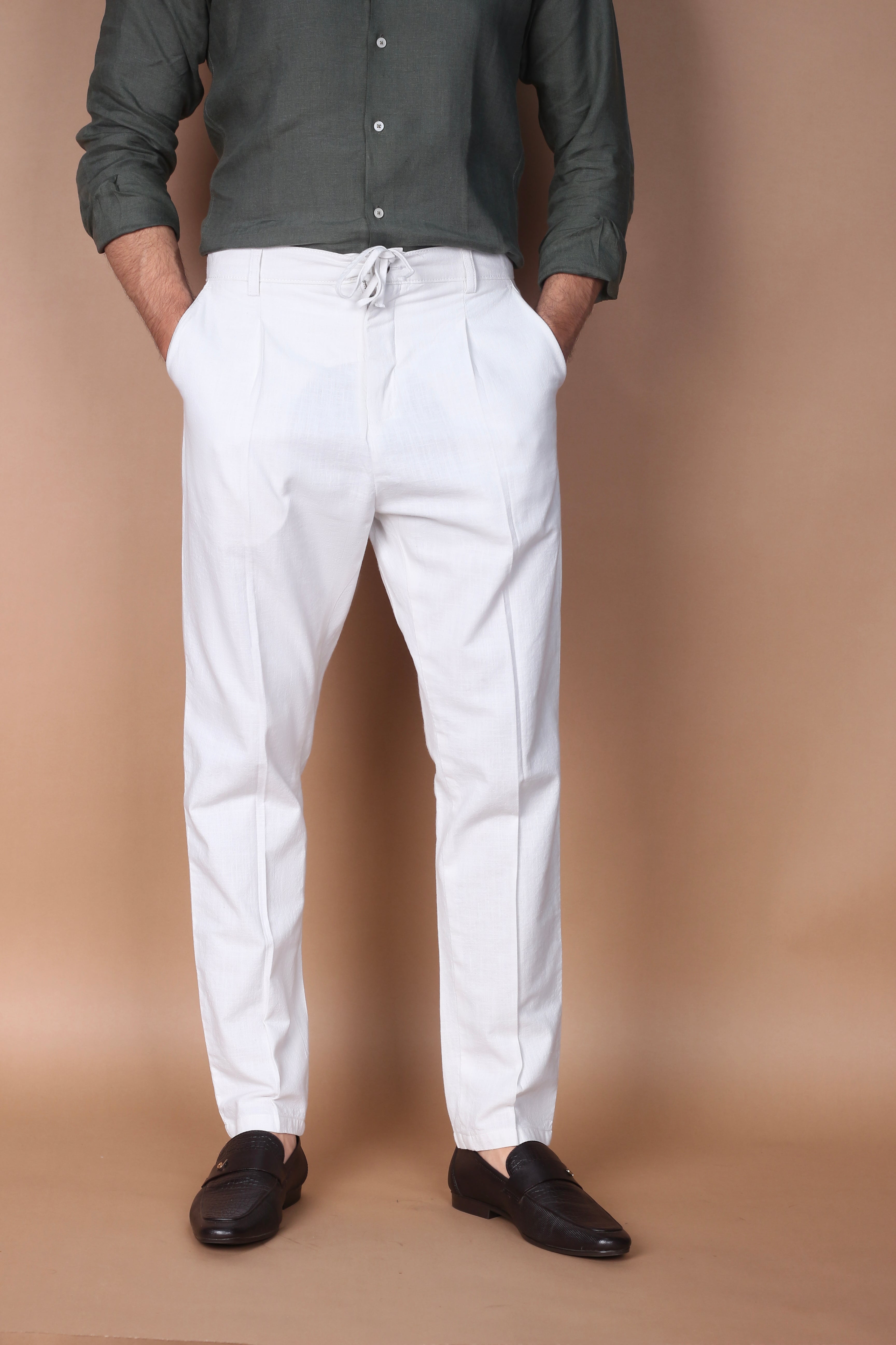 White Linen Trouser - Foberry Pakistan