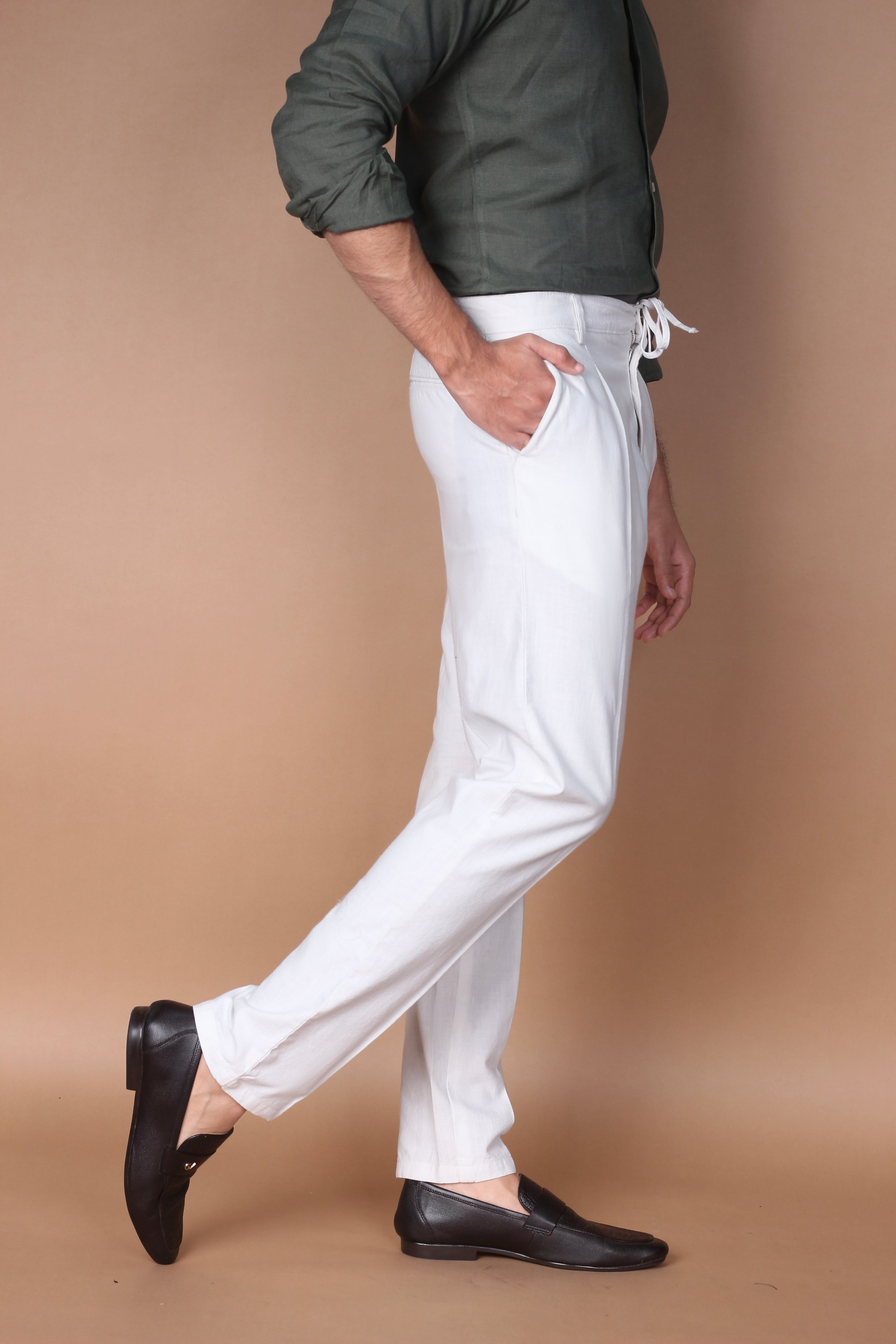White Linen Trouser - Foberry Pakistan