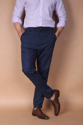 Navy Blue Linen Trouser - Foberry Pakistan