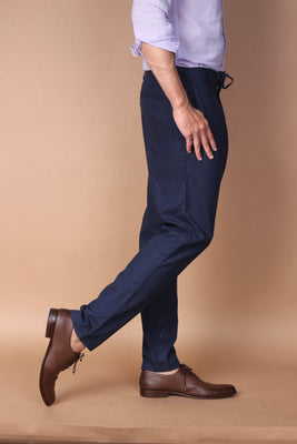 Navy Blue Linen Trouser - Foberry Pakistan