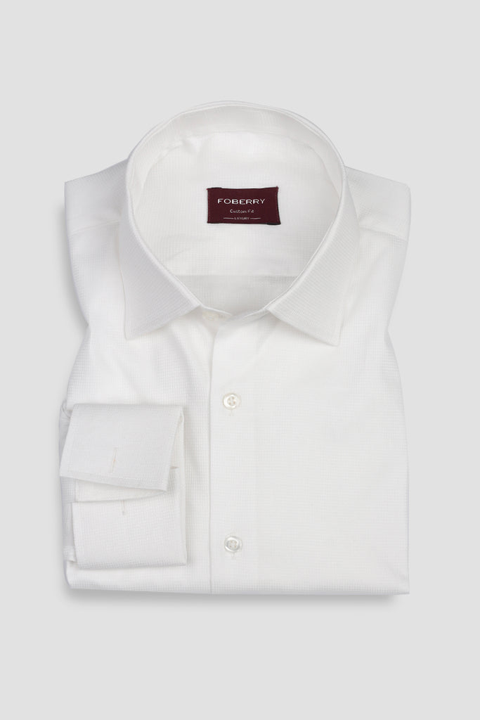 White Egyptian Jacquard Structured Shirt