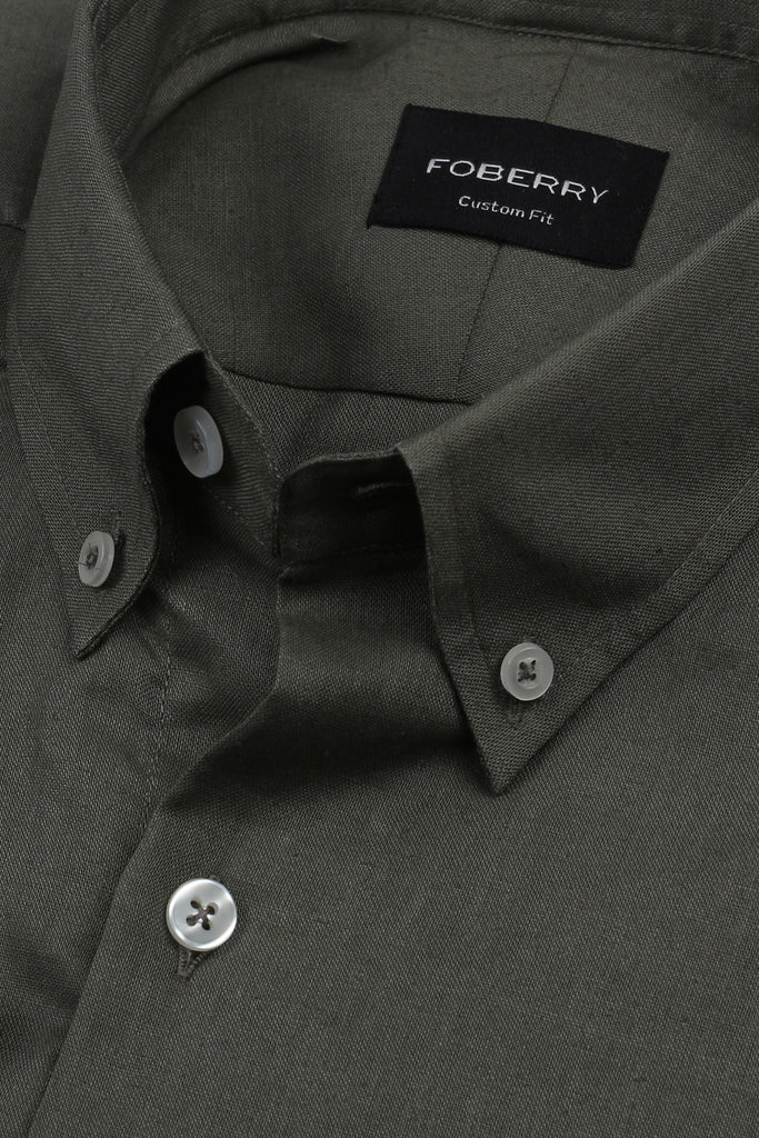 Silky Green Stretchable Linen Shirt