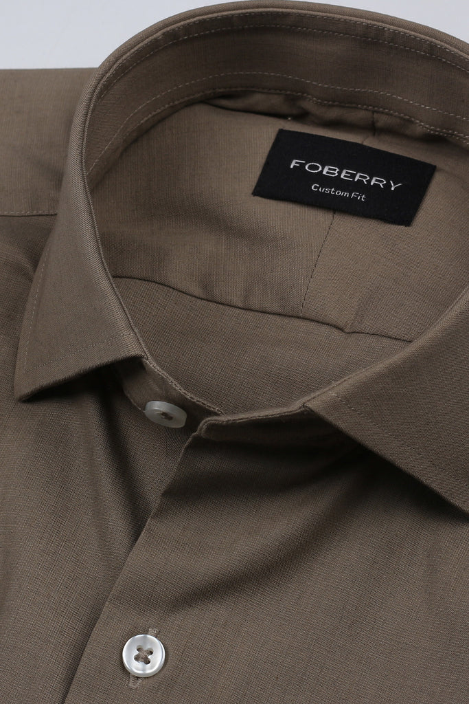 French Beige Stretchable Linen Shirt