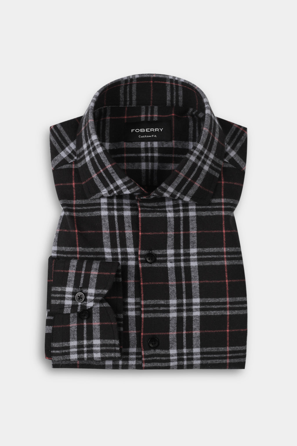 Light Mauve & Black Madras Winter Flannel Shirt