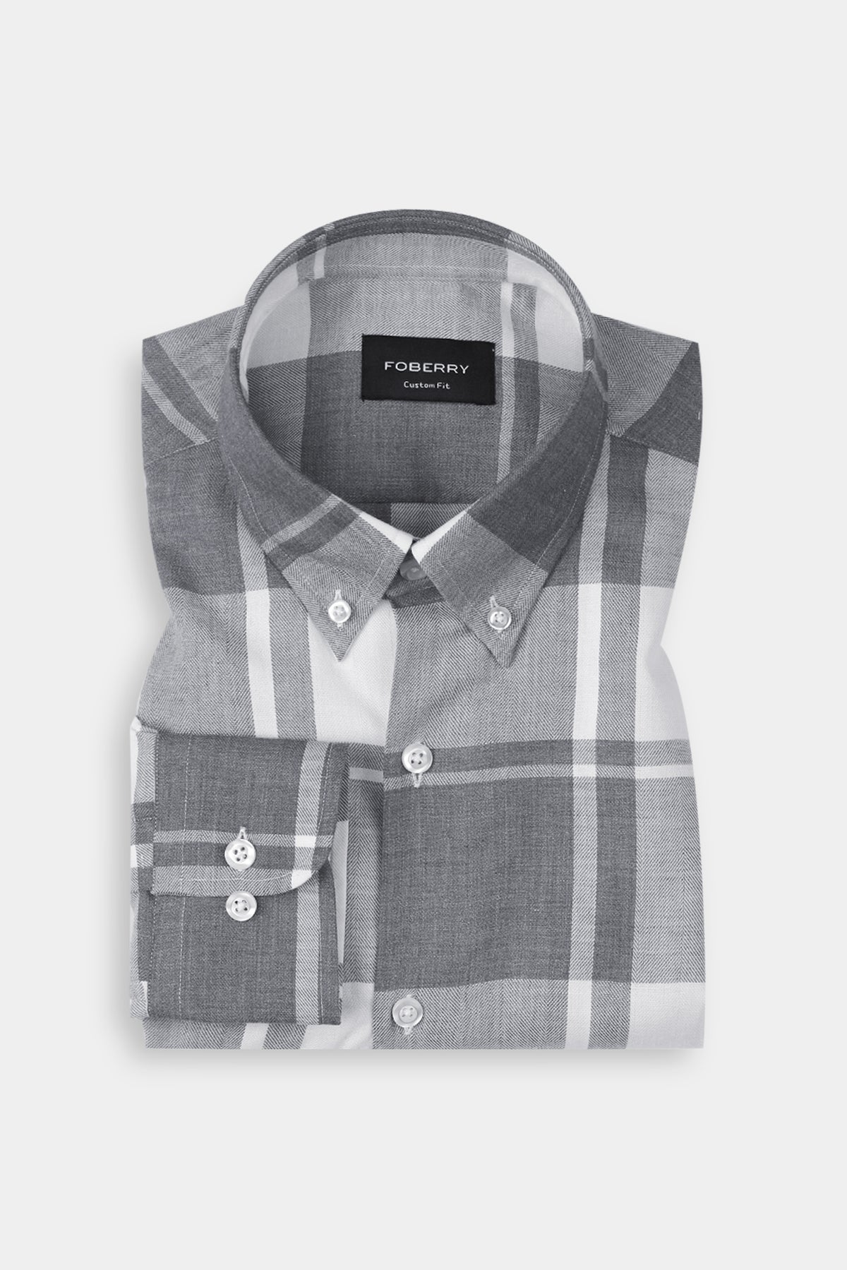 Marble Grey Plaid Winter Flannel Shirt