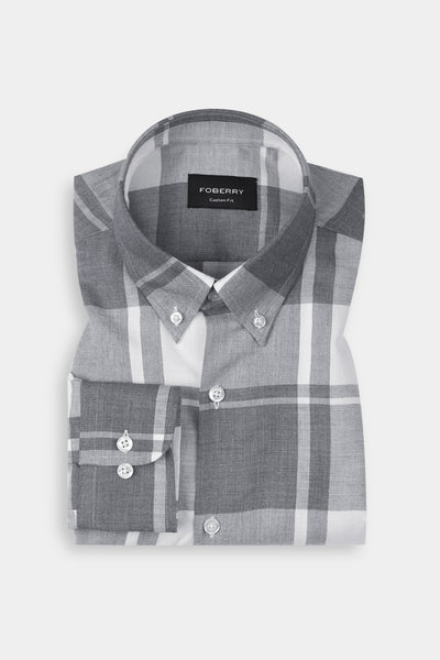Marble Grey Plaid Winter Flannel Shirt