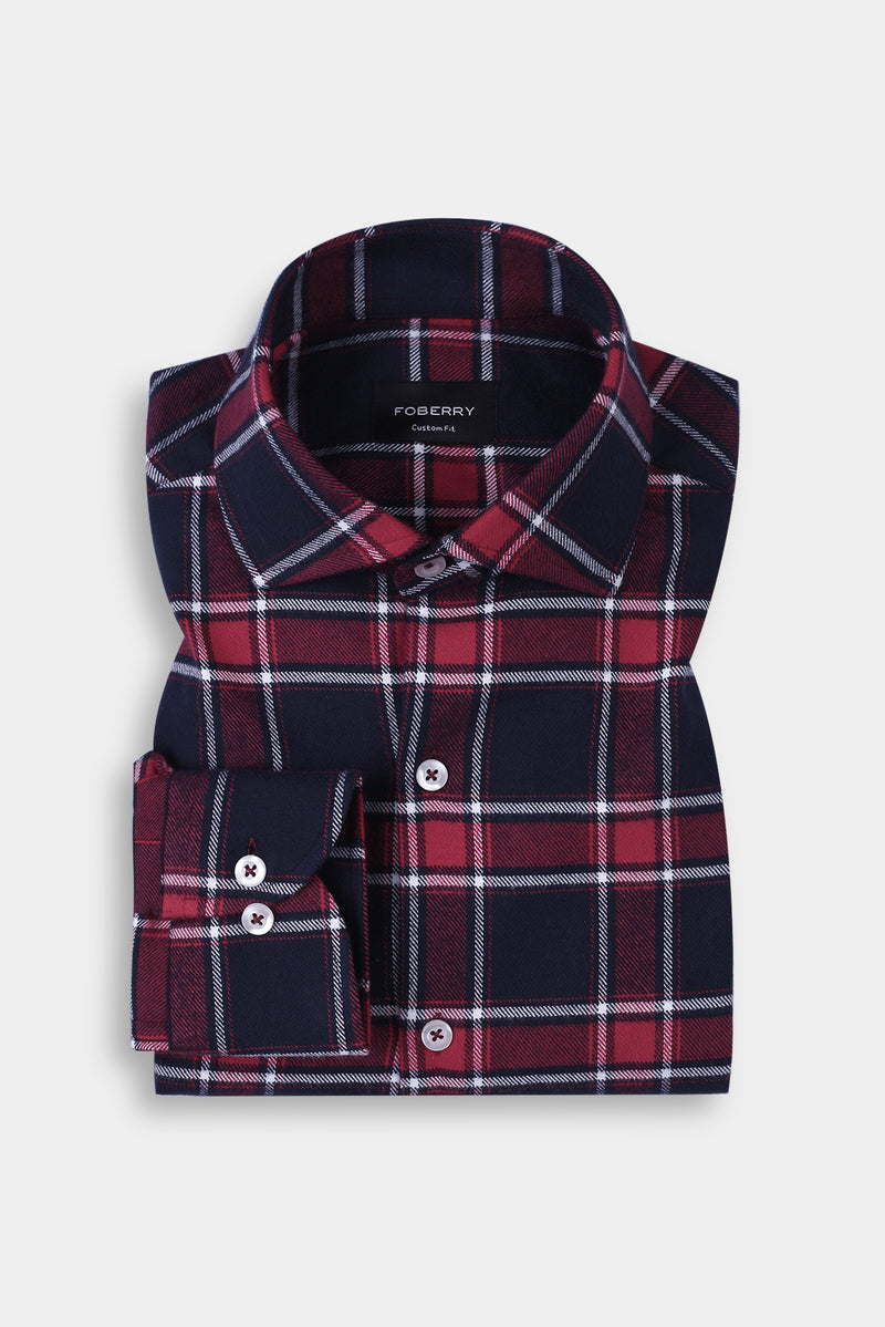 Multi Red & Blue Tartan Winter Flannel Shirt