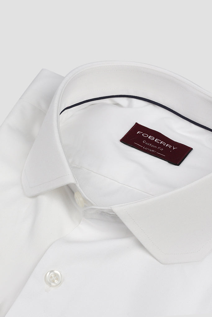 White Egyptian Poplin Shirt - Chasel Collar