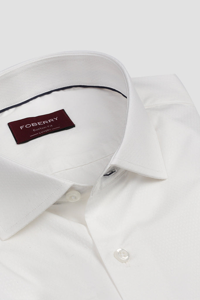 Egyptian White Self-Patterened Shirt