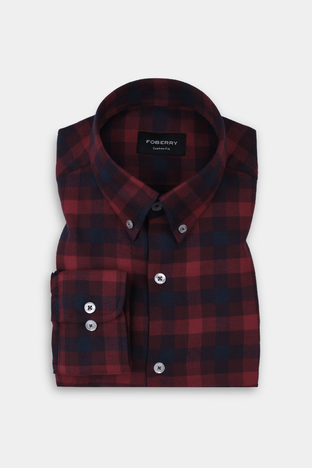 Soft Maroon & Blue Buffalo Check Winter Flannel Shirt
