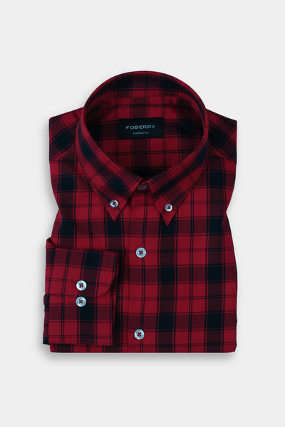 Soft Maroon Red Tartan Winter Flannel Shirt