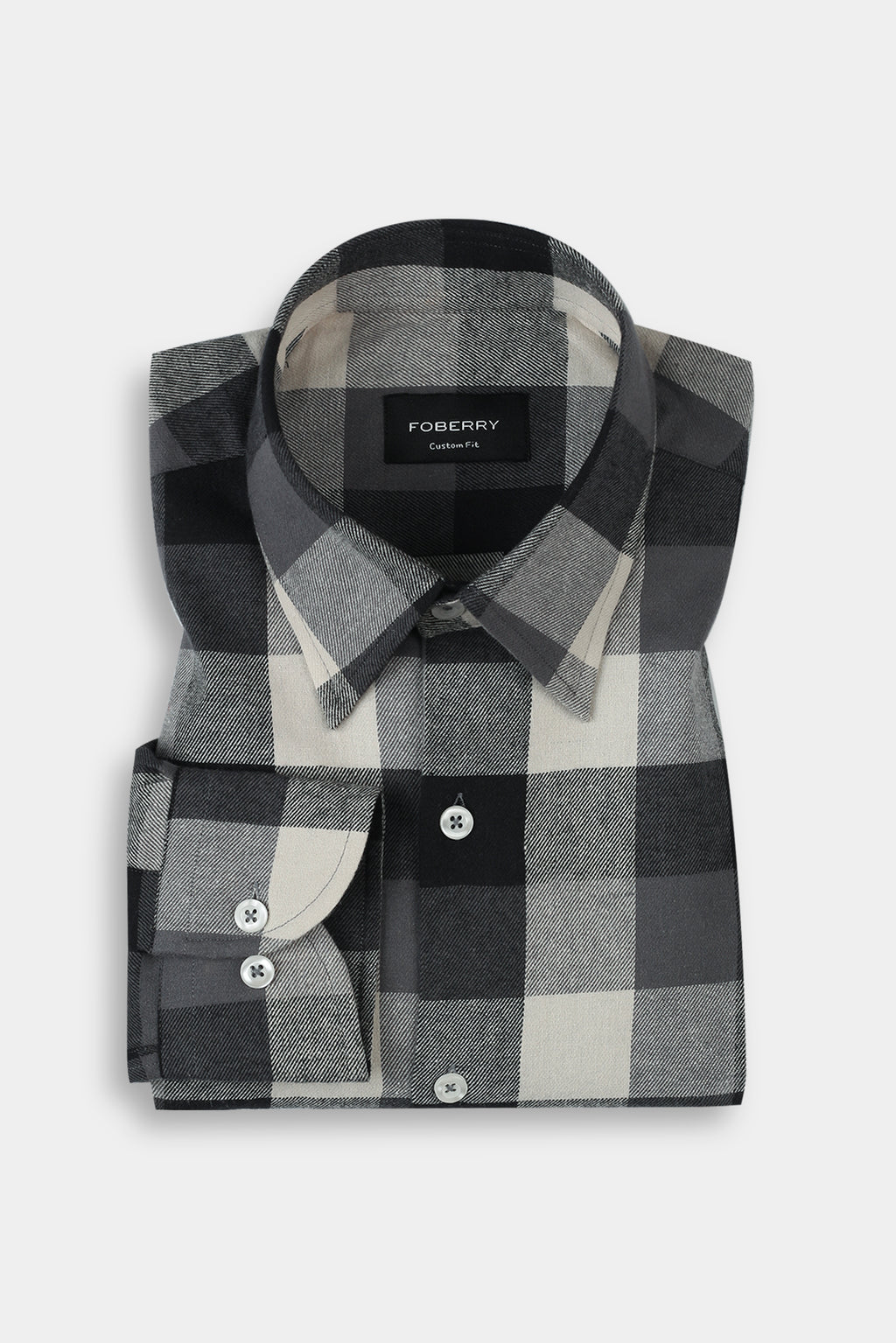 Soft Black & White Windowpane Winter Flannel Shirt