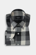Soft Black & White Windowpane Winter Flannel Shirt