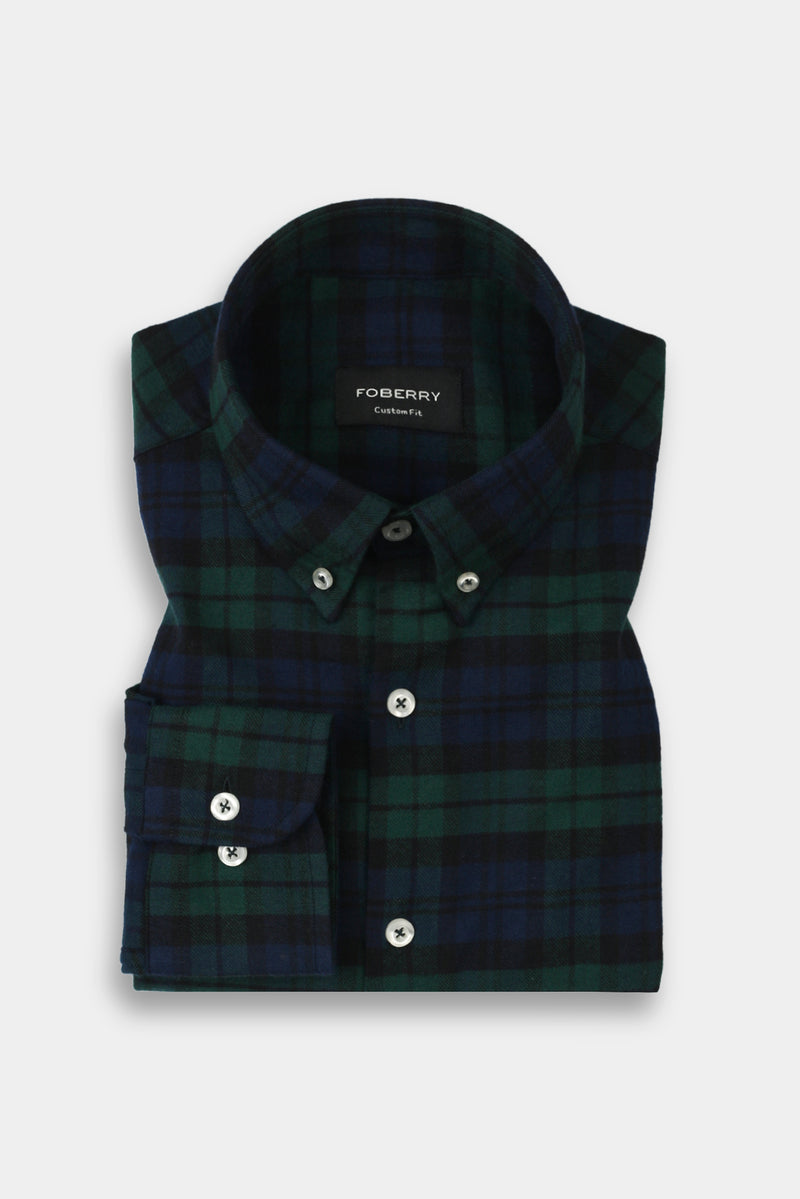 Soft Forrest Green Tartan Winter Flannel Shirt