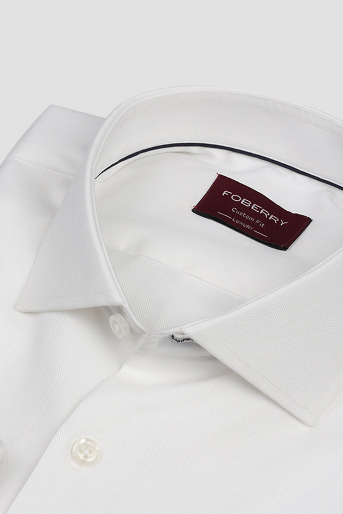 White Twill Striped Shirt