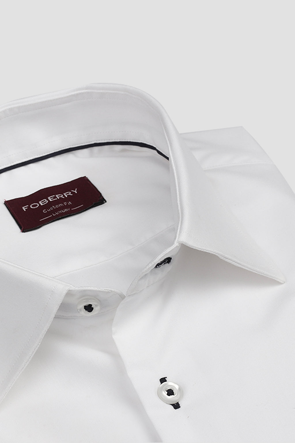 Egyptian White Twill Semi Spread Collar Shirt