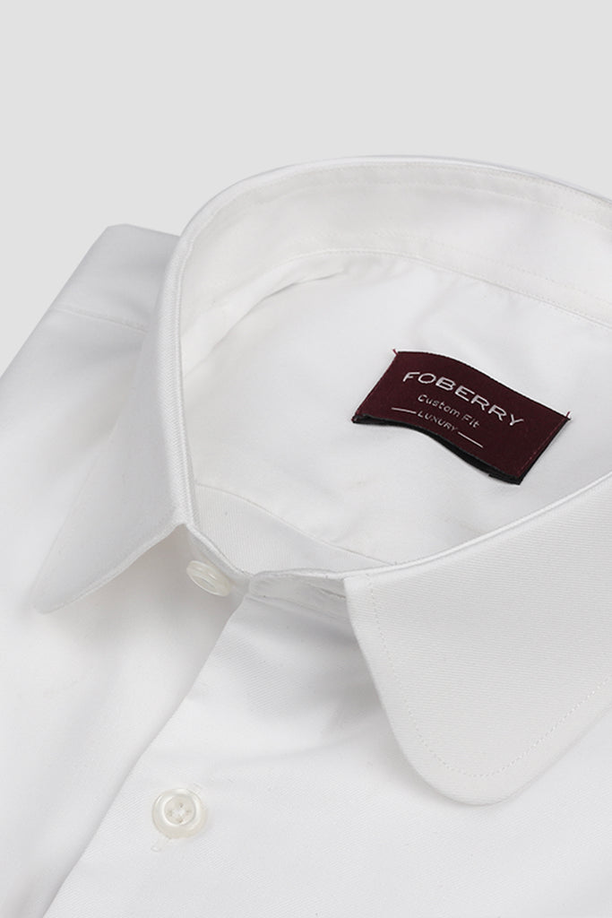 Egyptian White Twill Shirt - Club Collar