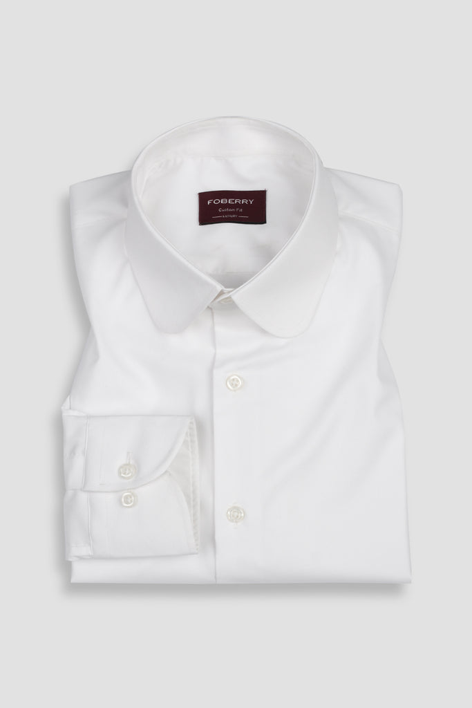 Egyptian White Twill Shirt - Club Collar