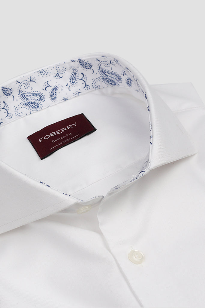 Egyptian White Twill Shirt - Cut Away Extreme Collar Shirt
