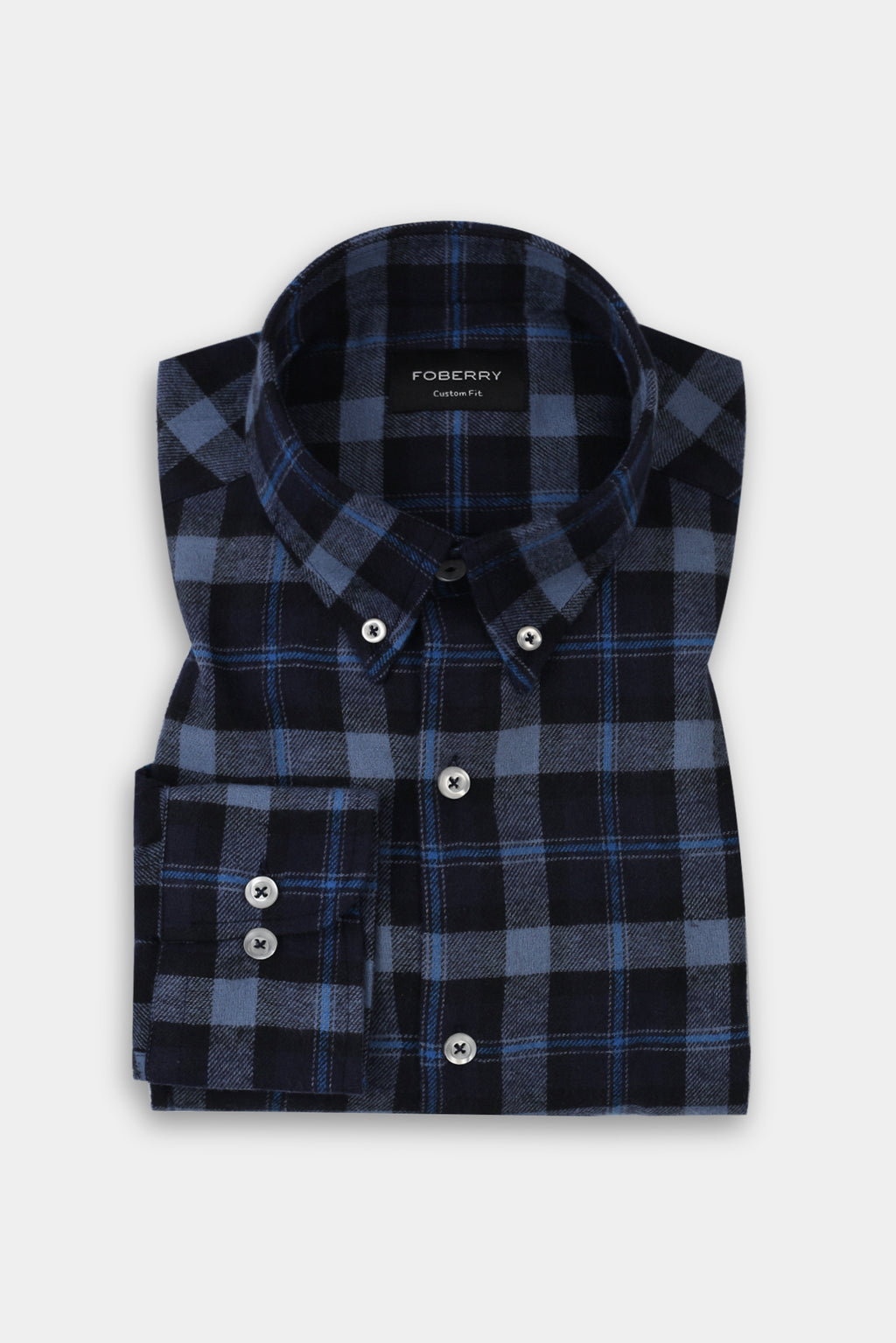 Soft Yale Blue Tartan Winter Flannel Shirt