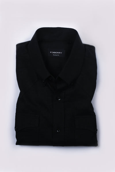Black Linen Shirt - Western Yoke