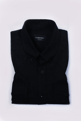 Black Linen Shirt - Western Yoke - Foberry Pakistan