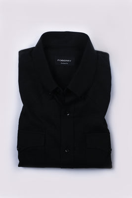Black Linen Shirt - Western Yoke - Foberry Pakistan