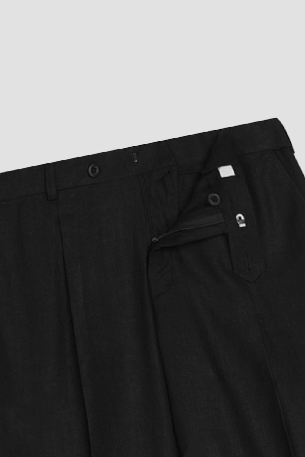 Black Twill Cotton Linen Trousers